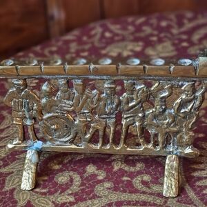 Beautiful Vintage Brass Musician Menorah with Intricate Figures